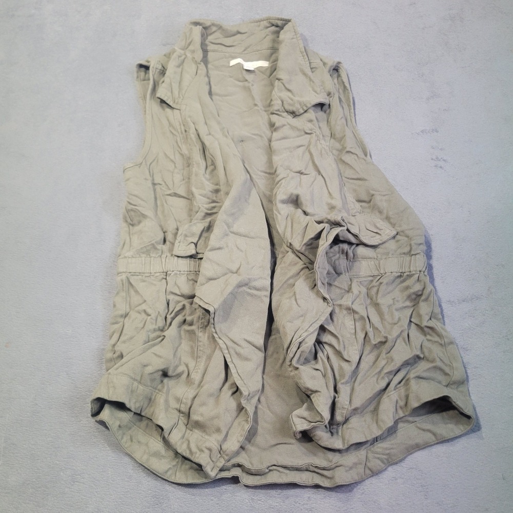 Olive & Oak Vest Womens Medium Green Waterfall Drape Utility Elastic Waist 11530